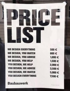 Baubauwerk Design Studio Pricelist